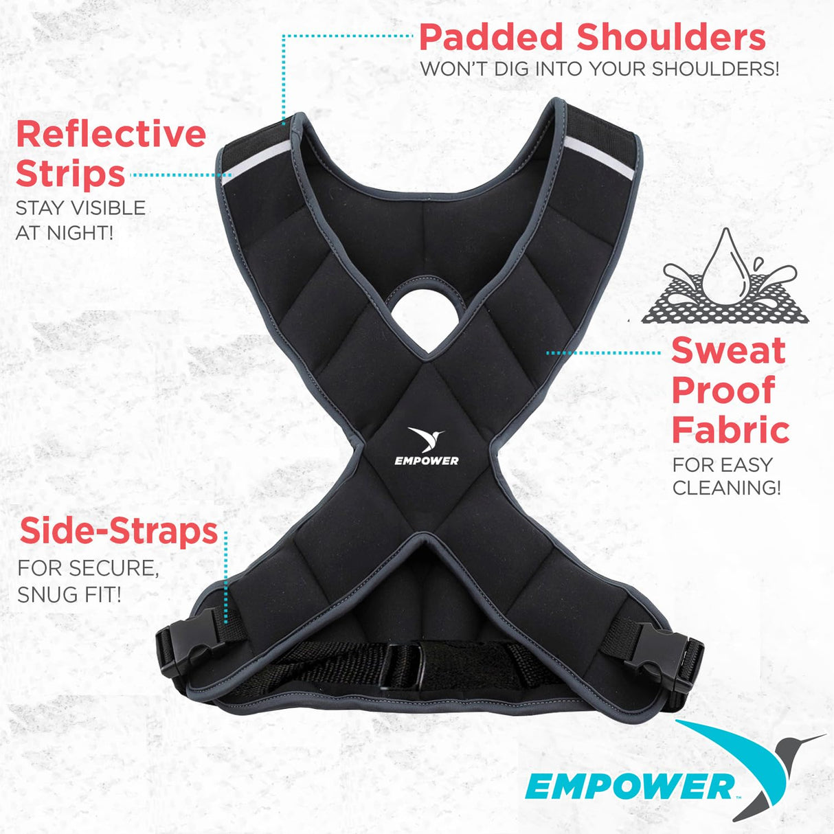 Empower Weighted Vest for Women - Workout Vest - Fixed 8lbs or Adjustable 10-12-14-16lbs - Adds Resistance to Fitness Routine - Increases Intensity To Burn More Calories