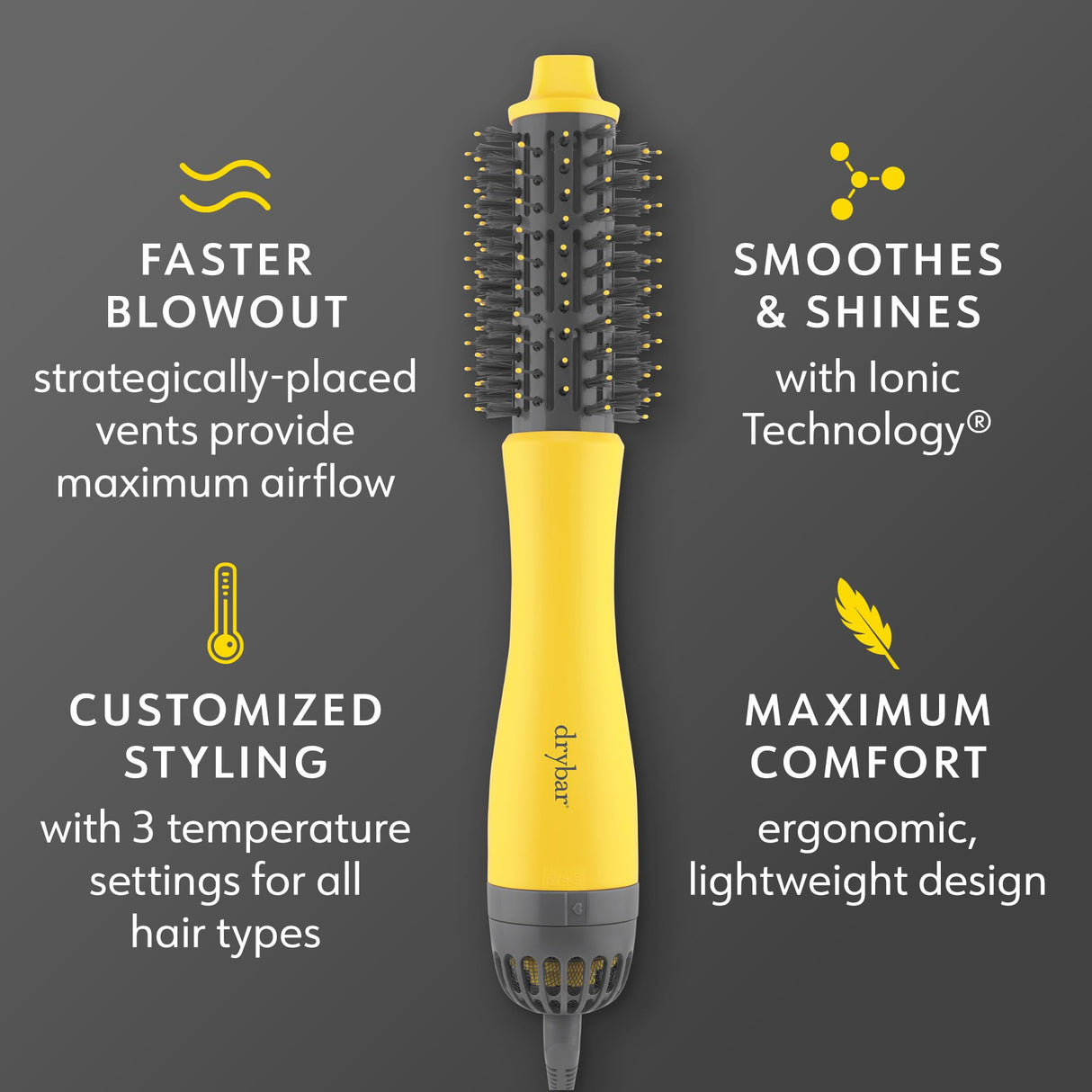 Drybar The Half Shot Small Round Blow-Dryer Brush | Faster, Easier Blowouts, From Wet to Dry, Customized Styling, Perfect for Layers, Defines Curls & Waves