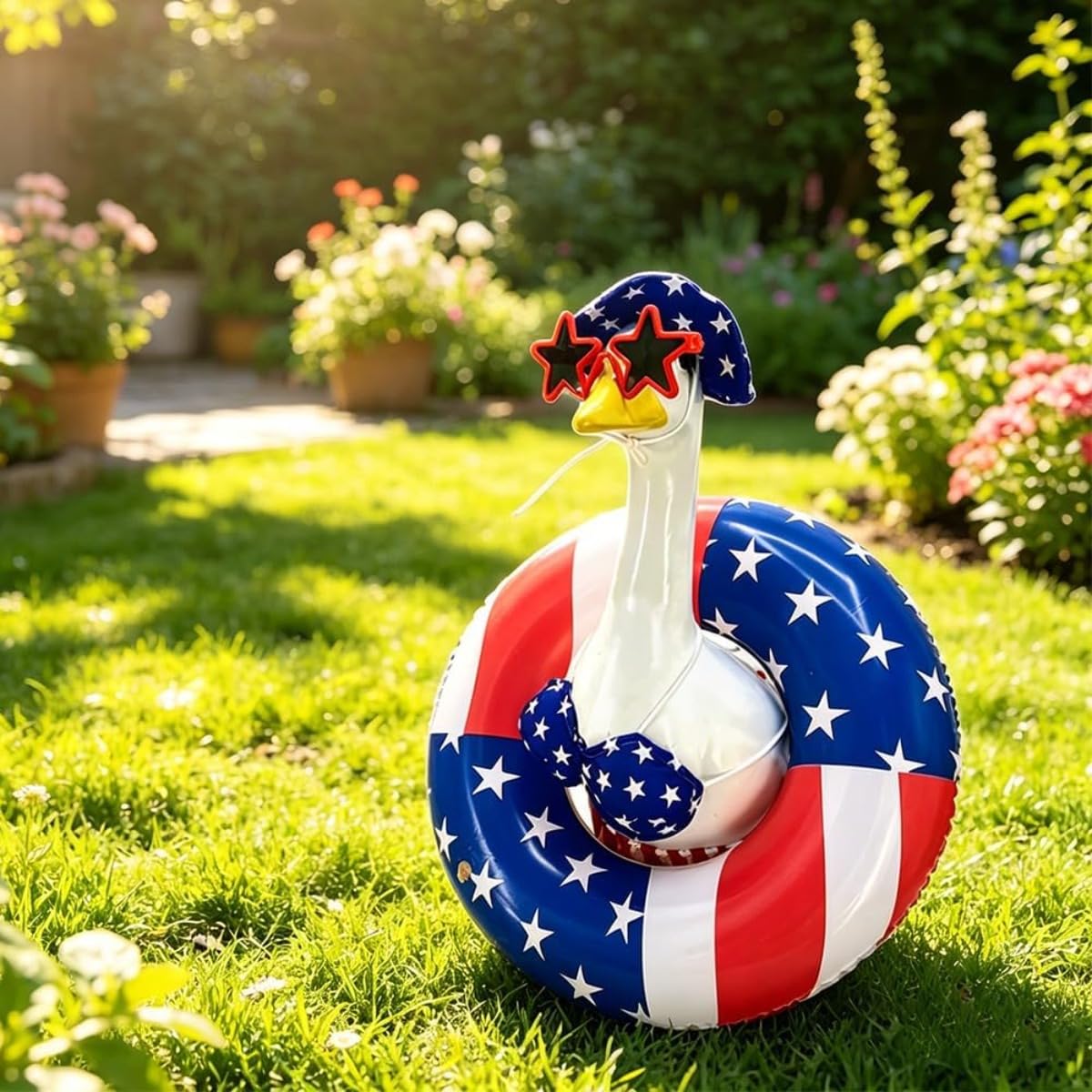 4th of July Patriotic Porch Goose Outfits,Patriotic Porch Goose Outfits for 23" Lawn Statue,Independence Day Goose Clothes for USA 250th Anniversary Outdoor Patio Yard Lawn Garden Decoration (D)