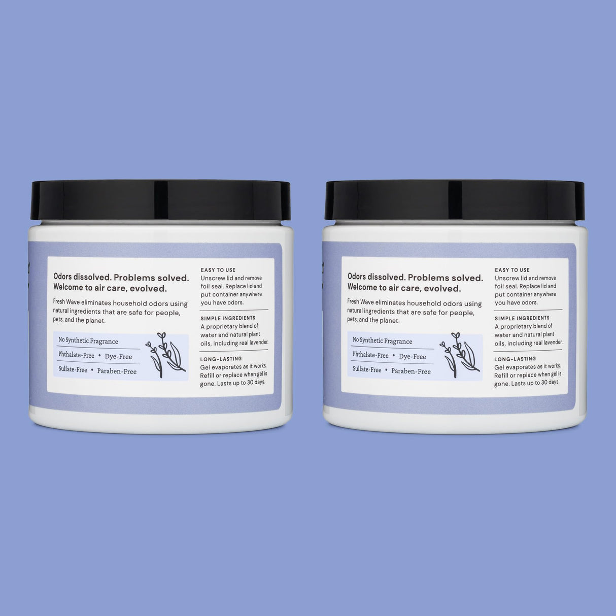 Fresh Wave Lavender Odor Removing Gel, 15 oz., Pack of 2 - Safer Odor Absorbers for Home, Natural Plant-Based Odor Eliminator, Every 15 oz. lasts 30-60 Days, For Cooking, Trash & Pets