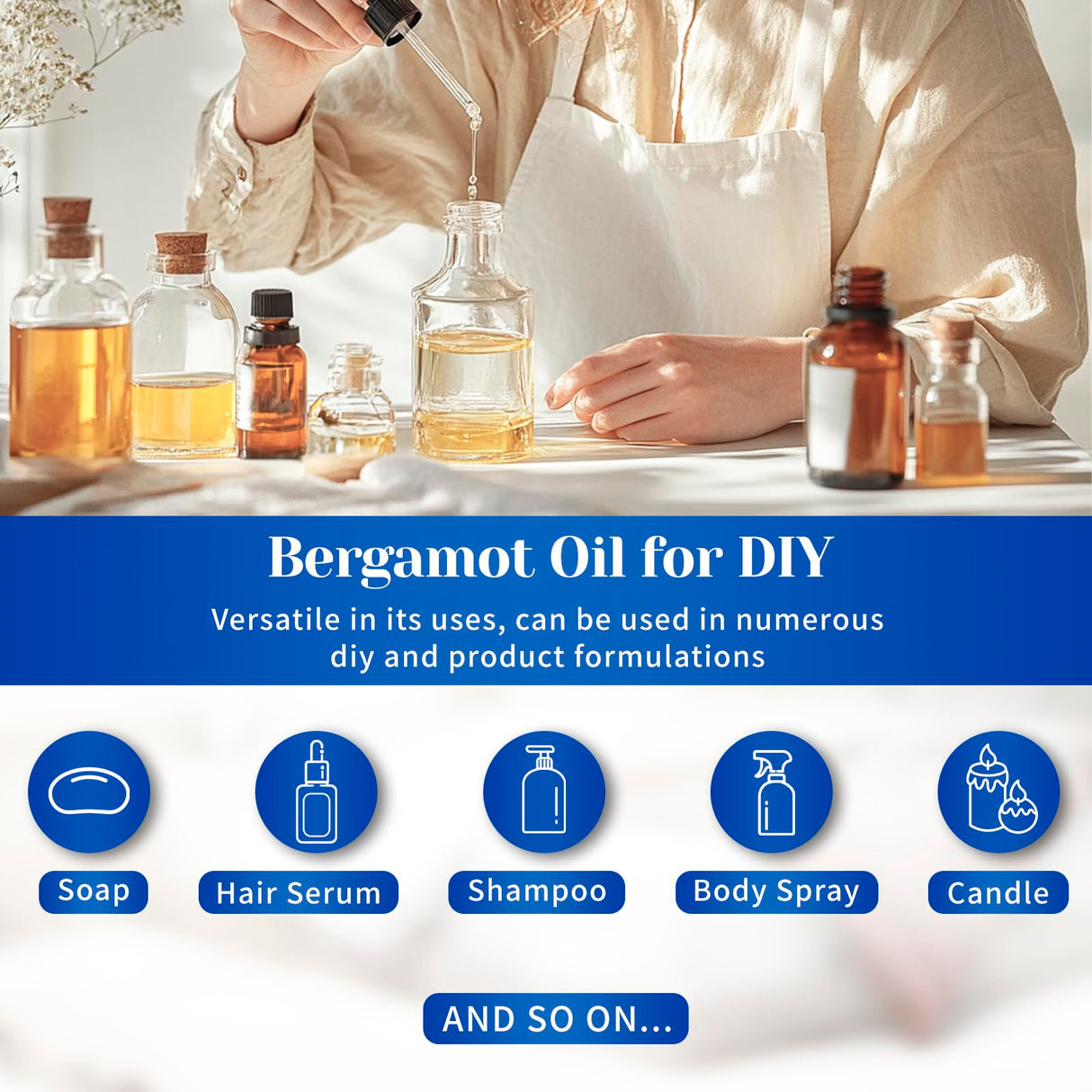 HIQILI Bergamot Essential Oil for Diffuser, Skin, Hair, DIY, 100% Pure & Natural - 16 Fl Oz (500 mL)