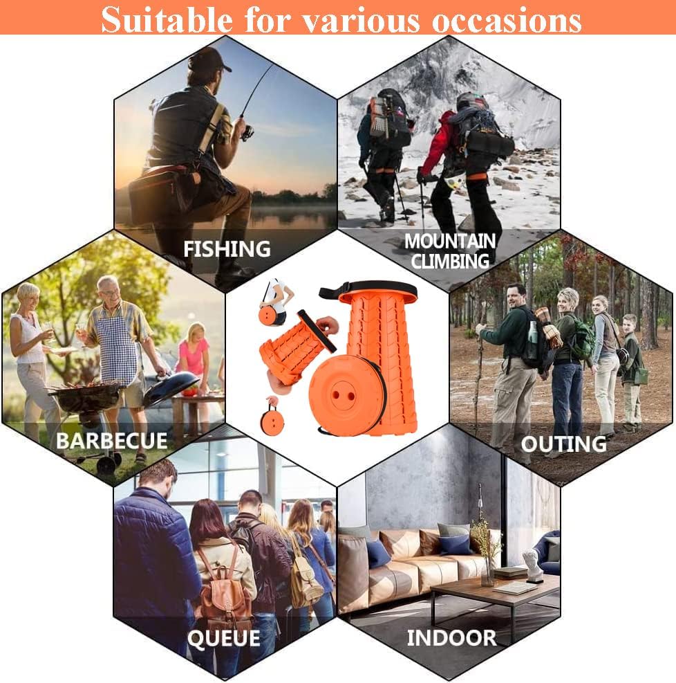 Fishboy Upgraded Collapsible Stool, 400lbs Max Weight, Lightweight But Sturdy, Portable Retractable Folding Telescoping Foldable Camping Stool for Adults Outdoor Fishing Hiking Gardening Travel BBQ