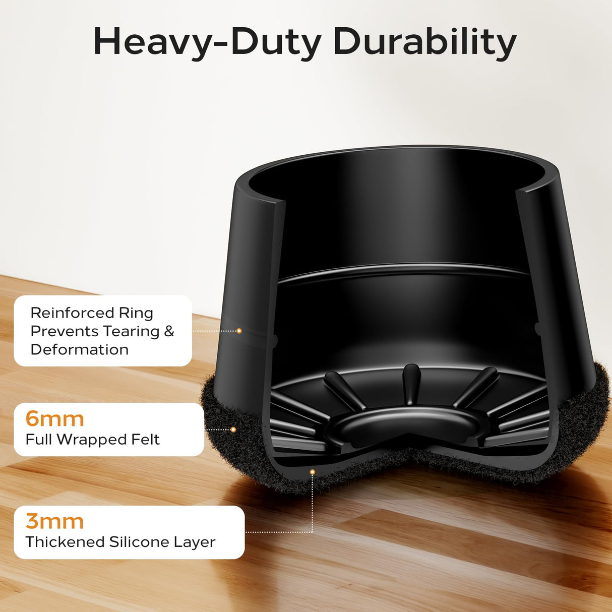 Meldel 24 PCS Silicone Chair Leg Floor Protectors Extra Small(0.6"-0.8") Rubber Felt Furniture Pads Chair Legs Caps/Covers for Hardwood Floors, Tile from Scratches & Reduce Noise - Round, Black