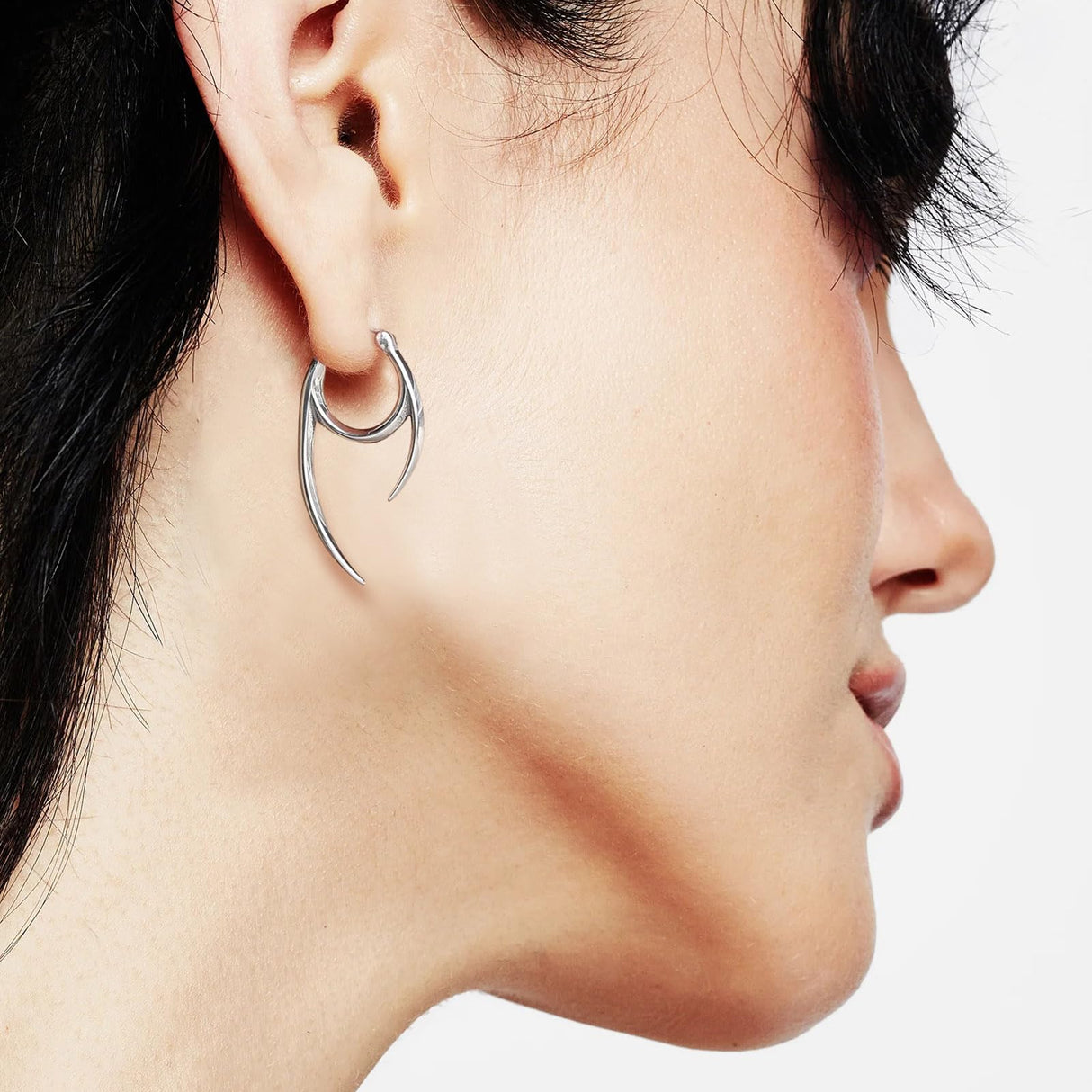 HZMAN Gothic Stainless Steel Spike Hoop Earring for Men Women,Lightweight