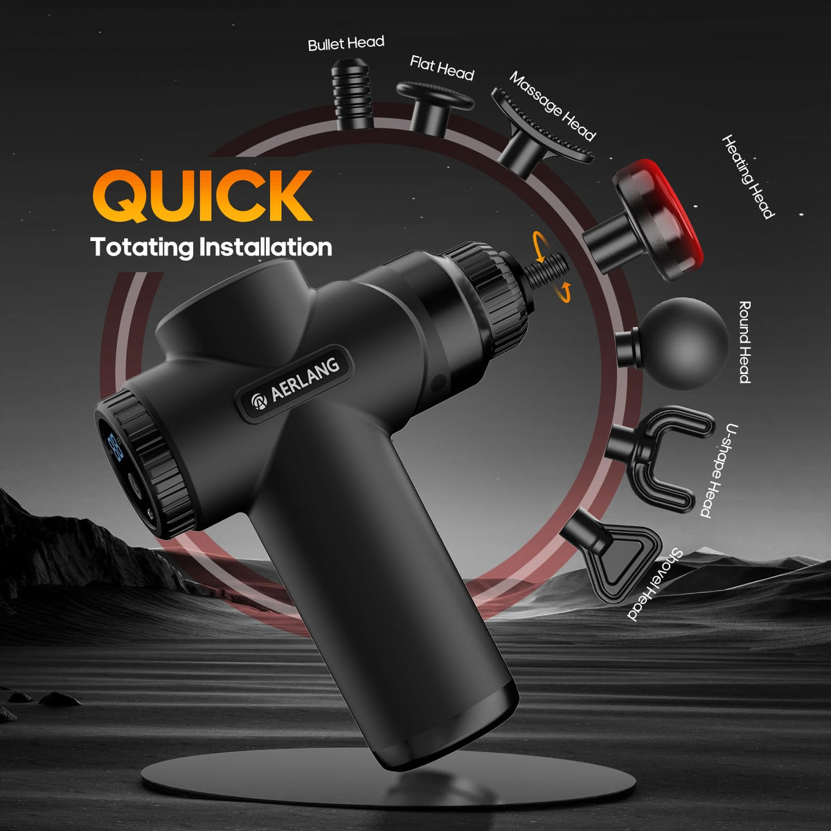 AERLANG Mini Massage Gun with Heat Christmas Gift for Him Black