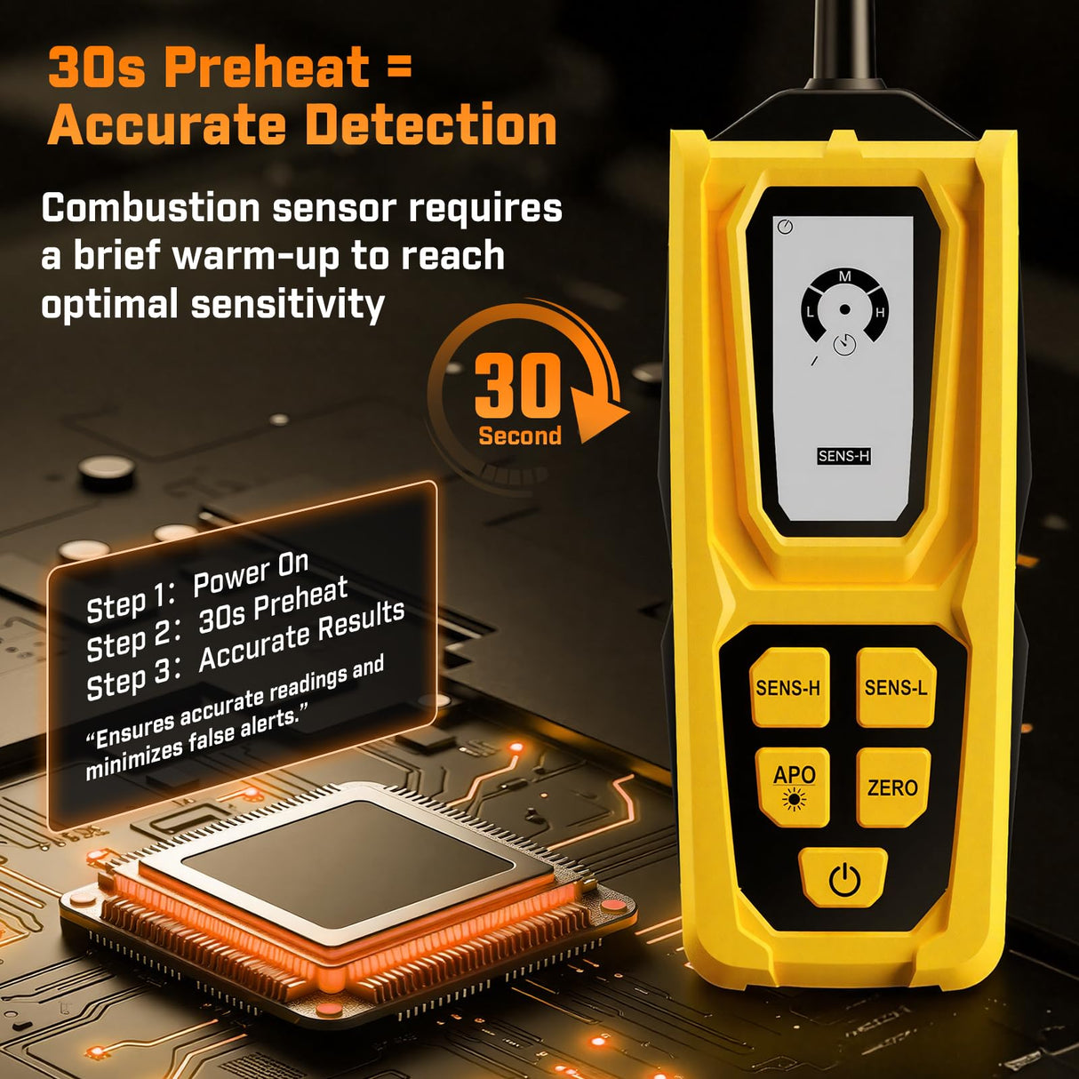 Natural Gas Leak Inspection Tool - Handheld Combustible Gas Sniffer with 11-Inch Gooseneck Propane Leak Tester with 3-Mode Indication, Gas Sniffer for Methane, Propane, LPG