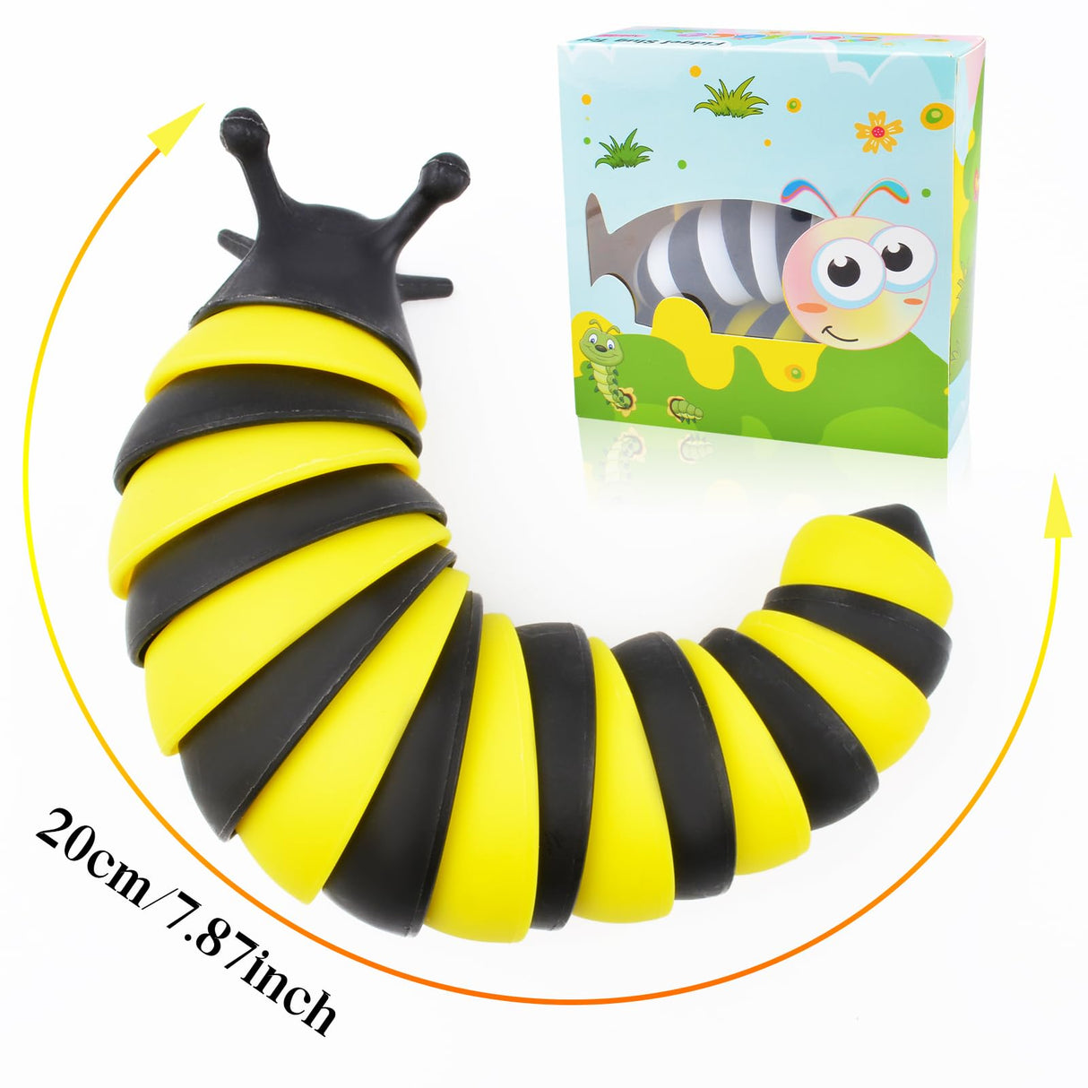 Cevioce Fidget Slug Toy, Sensory Slug Fidget Toy for Kids & Adults, 2 PCS Cute 3D Articulated Sensory Toys - Can Be Spliced, Safe|Exercise Wrist Strength & Stress Relief, Great Gift for ADHD Autism B