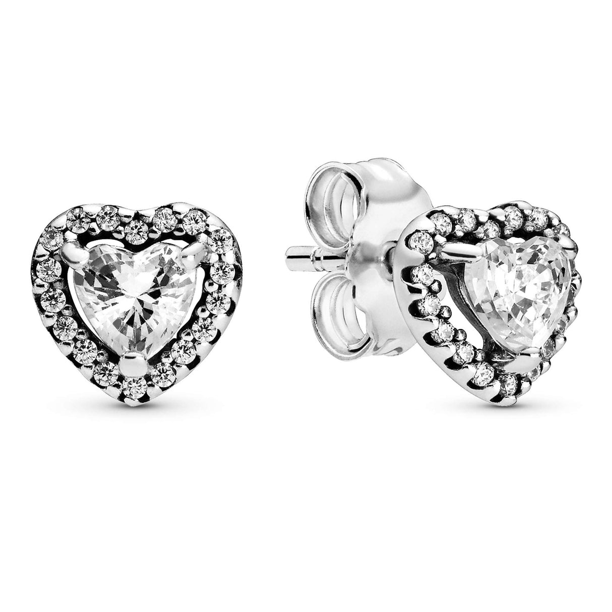 PANDORA Elevated Heart Stud Earrings - Timeless Earrings for Women - Gift for Her - Made with Sterling Silver & Cubic Zirconia - With Gift Box