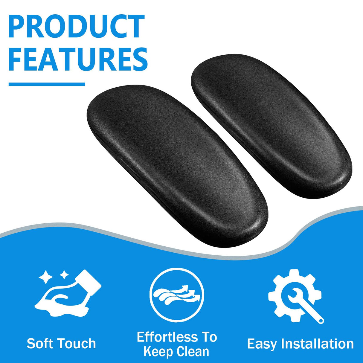 Dpwrrot Office Chair Replacement Armrest Arm Pads Caps Fit Univeral Desk Chair Arms 4" Mounting Hole with Mounting Hole Patterns Screws (1 Pair) Black
