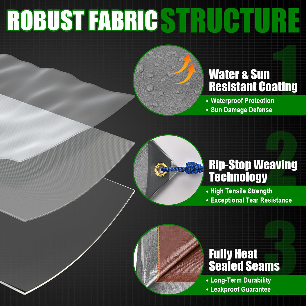 Sunvigor Tarp Waterproof 20x30Ft, Extra Thick 14 Mil Heavy Duty Tarp Cover, Tear & Fade Resistant, Outdoor Tarps with Brass Grommets and Reinforced Edges for Roof, Camping, Patio, Boat (Silver/Brown)