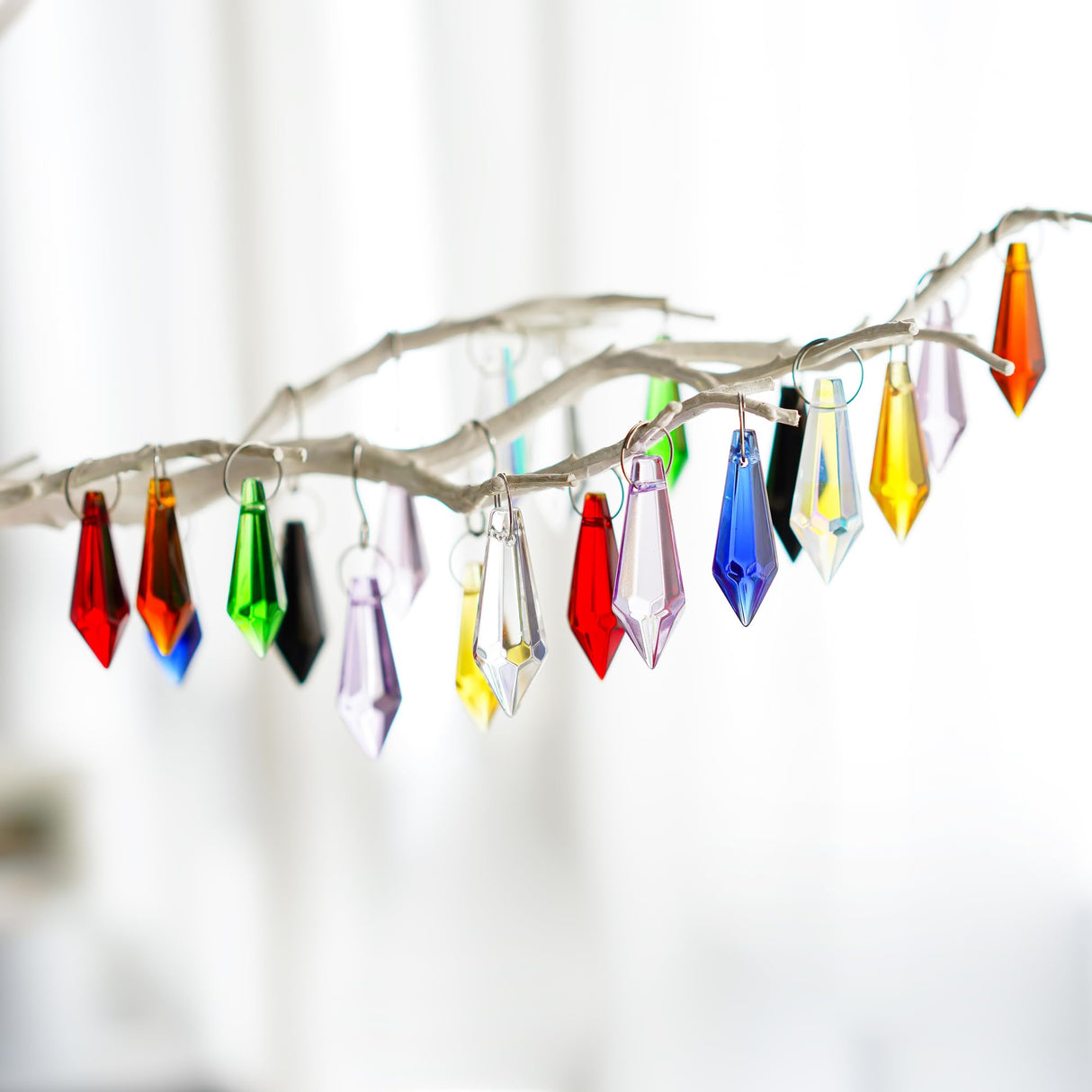 50 Pcs 38mm Multi-Color Crystal Icicle Prisms Chandelier Hanging Lamp Decor