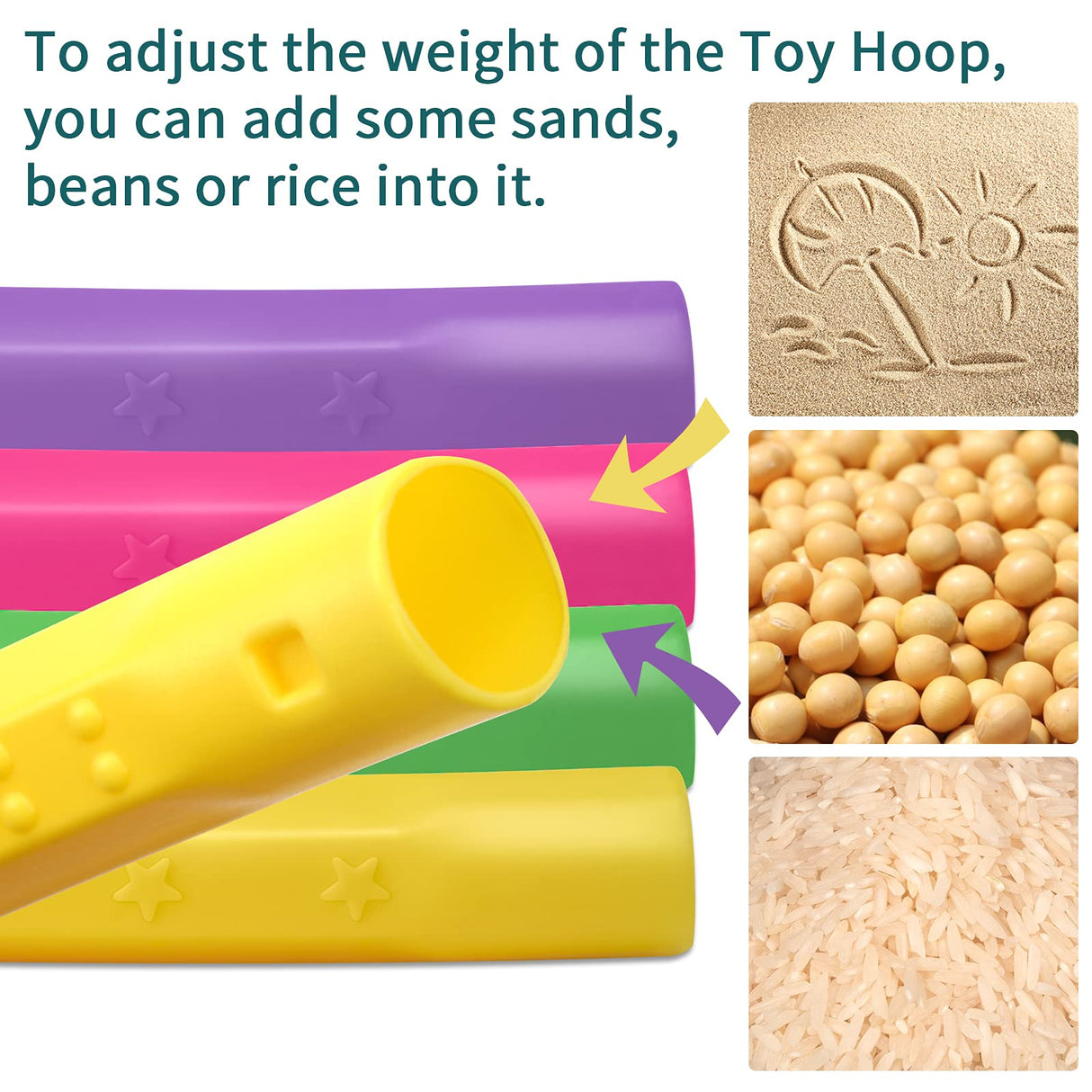 2 Pack Color Hoop - Size & Length Adjustable, Plastic Toys for Adults & Party Games, Gymnastics & Dog Agility Equipment, Christmas Wreath