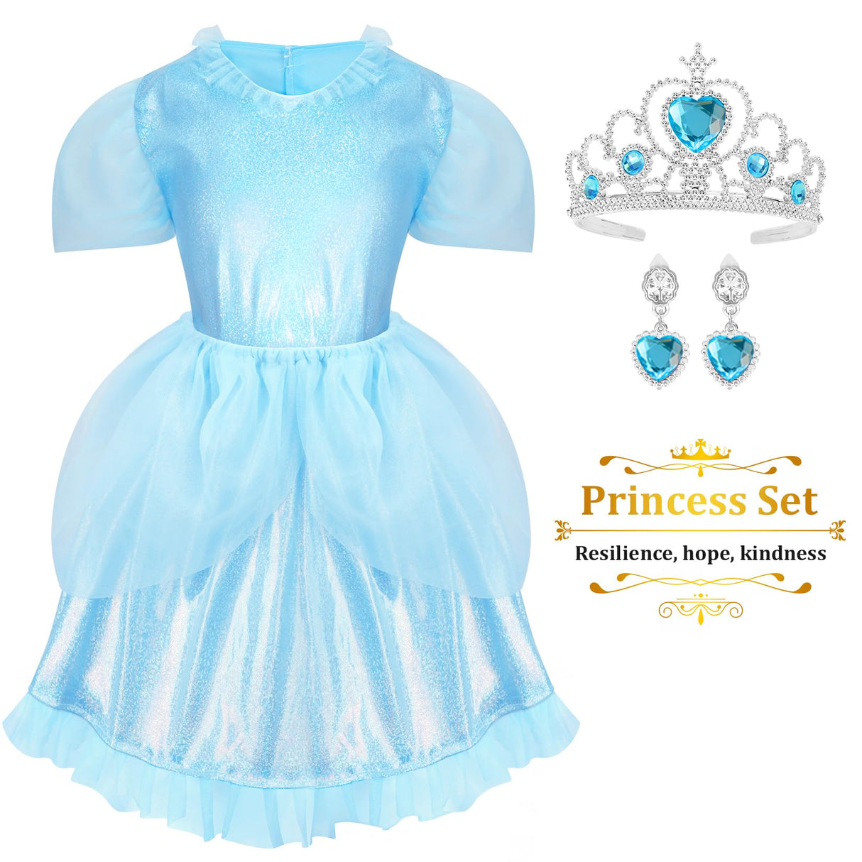 LIMIROLER 18 Pcs Princess Dress Up Clothes for Little Girl Role Play Costume Gift Set, Princess Dress Up Toys for Toddler Girls, Birthday Christmas Party Gifts for Girls Aged 3-6 Years Old