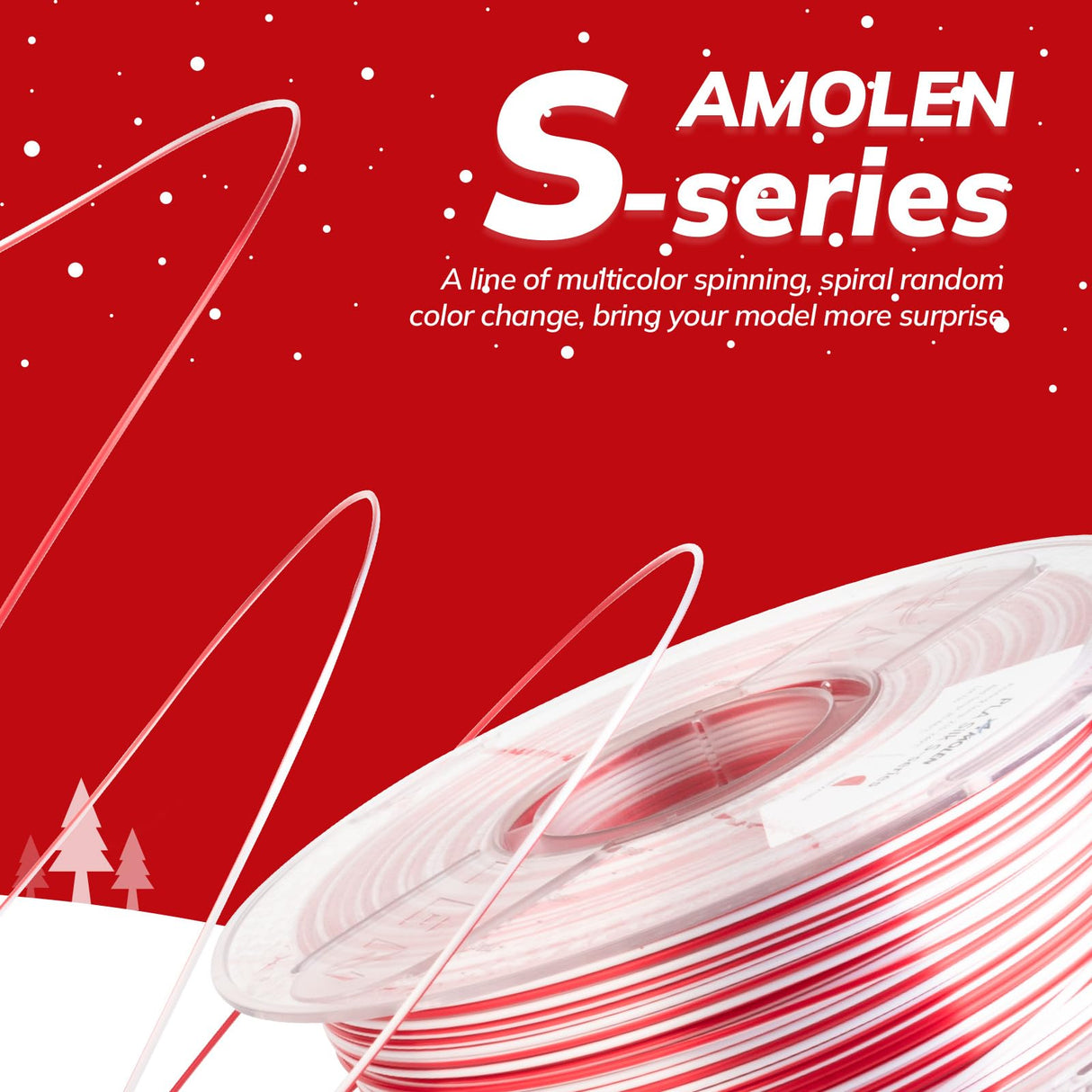 AMOLEN Silk PLA 3D Printer Filament, Shiny Multicolor Christmas Rainbow PLA Filament 1.75mm, Fast Color Change PLA 3D Printing Filament for Most FDM 3D Printer, Red White, 1kg (2.2lbs)