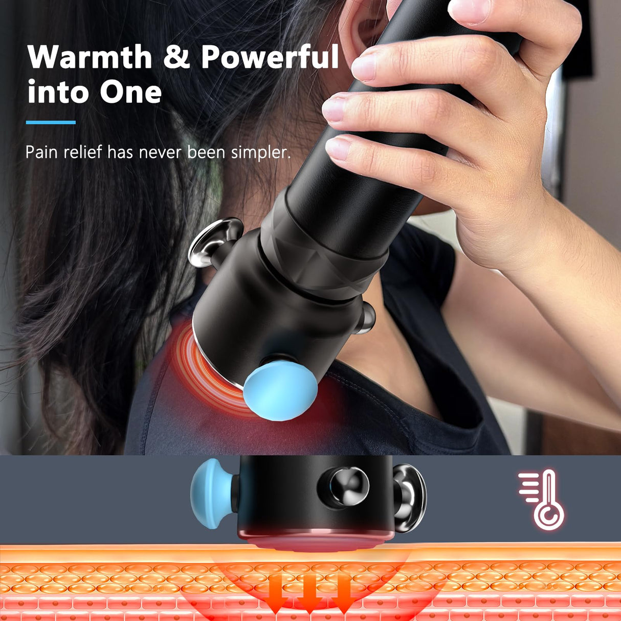 HYAKO Pro R1 Therapy Massager - Handheld Deep Tissue Vibration Massager for Full Body Pain Relief & Fascial limitation & Treats Sensitive Areas | Pressure Point Massage Tool (Upgraded)-Blue