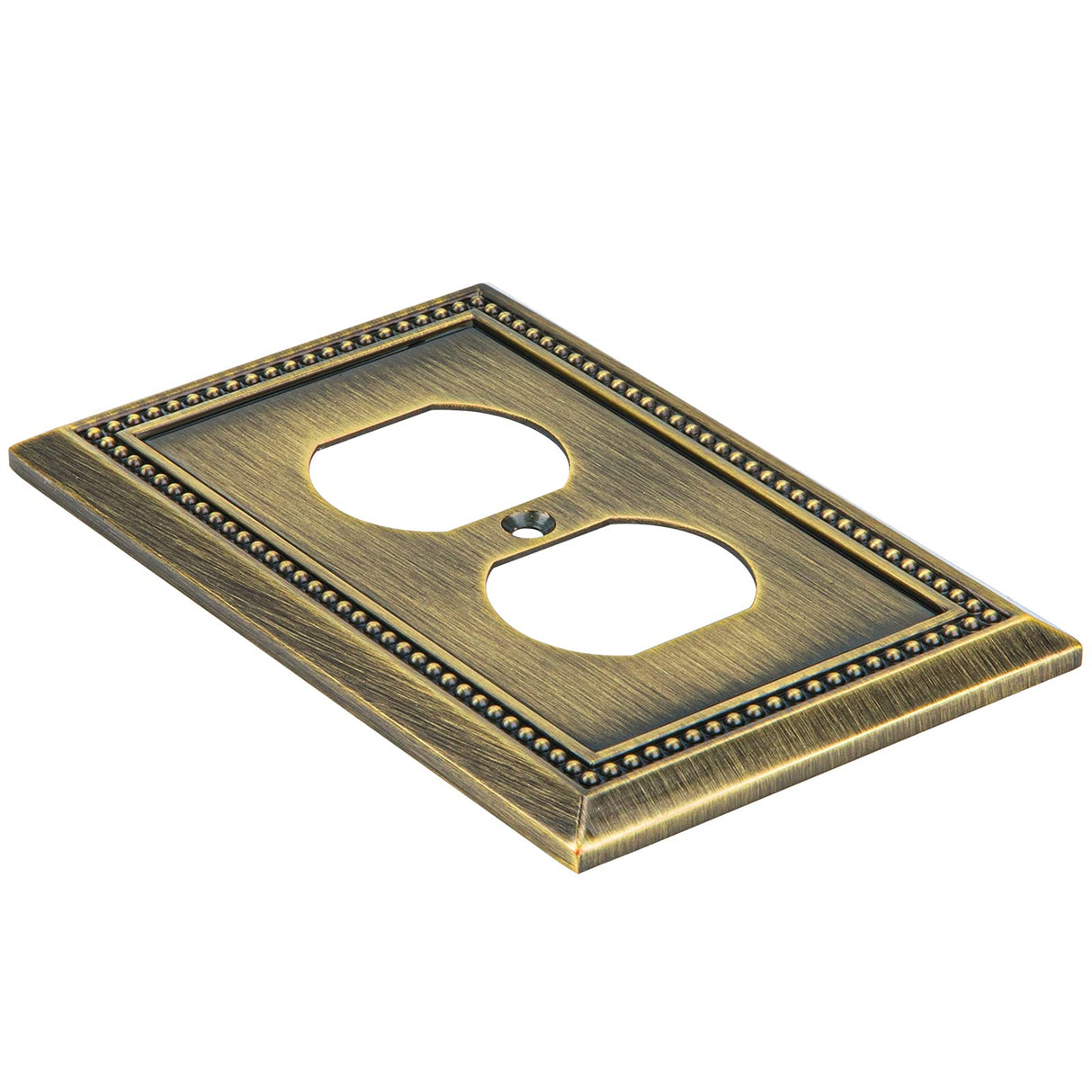 Henne Bery Sunken Pearls Heavy Duty Decorative Wall Plate Switch Plate Outlet Cover (Single Duplex, 3 Pack, Antique Brass)