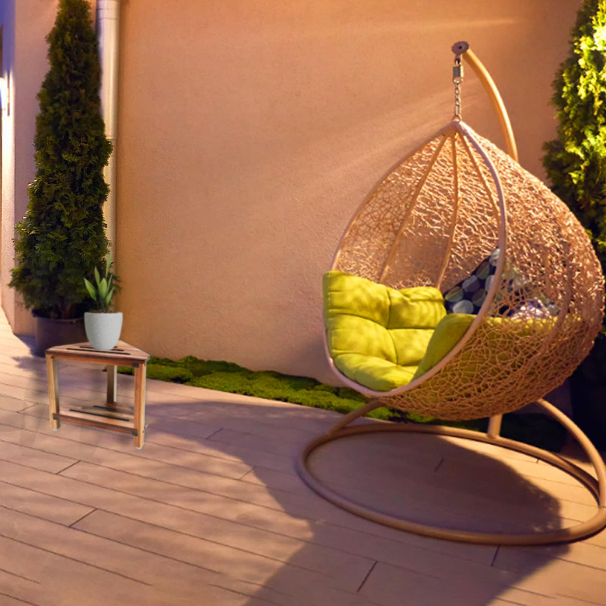 IBosins Corner Shower Stool with Storage Shelf Shower Foot Rest for Shaving Legs Small Bench for Inside Shower to Sit on Bath Seat - Acacia Wood