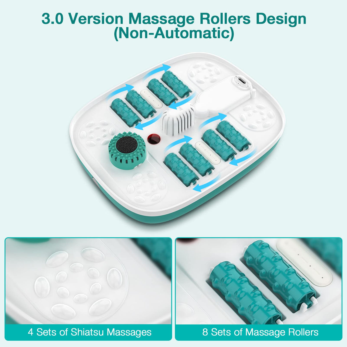 HOSPAN Collapsible Foot Spa with Heat, Bubble, Red Light, and Temperature Control, Foot Bath Massager with 8 Shiatsu Massage Rollers, Pedicure Foot Spa for Relaxation - FS01A