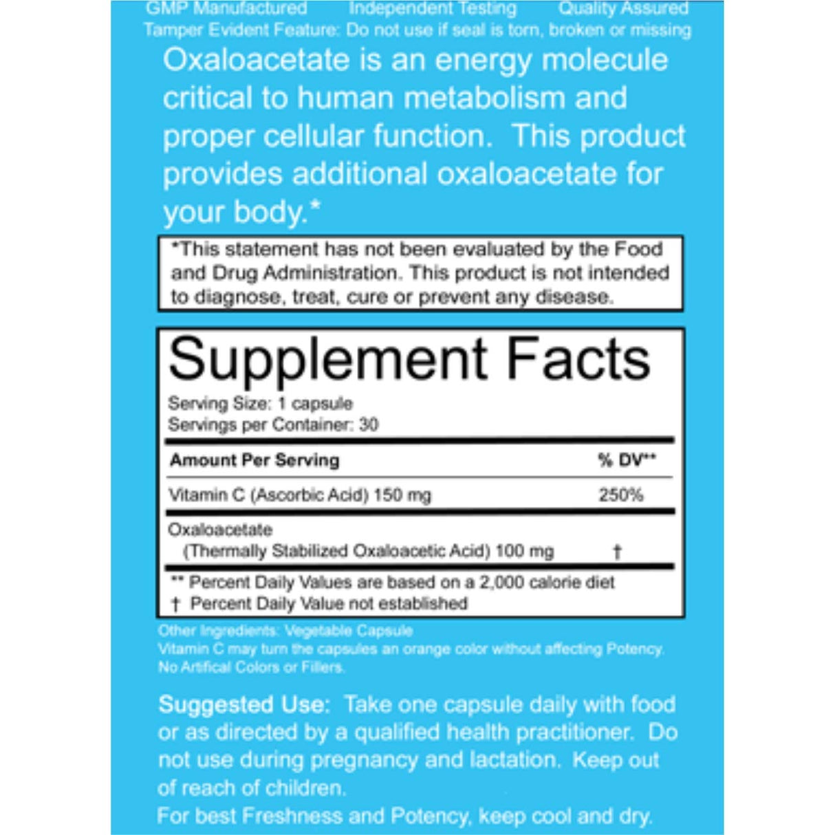 Benagene Oxaloacetate Supplement - Supports Cellular Energy, Healthy Metabolism, & Body Regulation - Thermally Stabilized with Vitamin C - Non-GMO & Vegan - Once Daily (60 Servings)