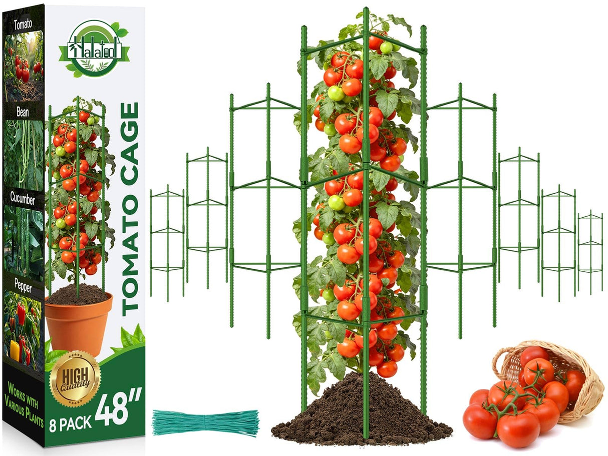 Halatool 8 Pack Tomato Cages for Garden, Up to 48in (4FT) Trellis
