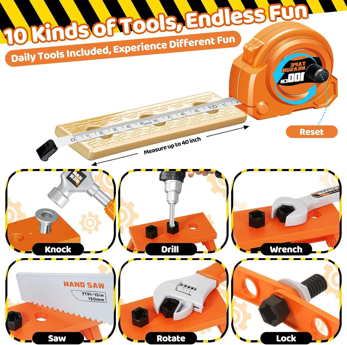 Christmas & Birthday Gifts for Boys Ages 3 4 5 6,Kids Tool Set with Portable Tool Box & Electronic Toy Drill, Toddler Tool Set,Tool Play Toys Construction Tools for Kids