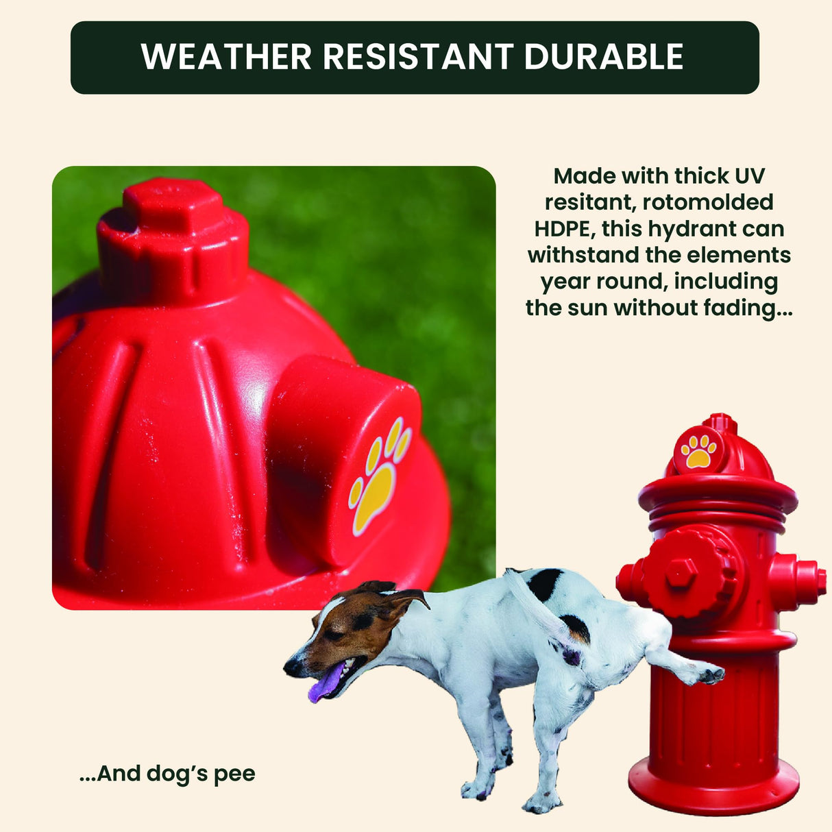 Beuta 24" Red Plastic Fake Fire Hydrant for Dogs to Pee On | Dog Fire Hydrant Pee Post | Dog Pee Post Outdoor with 3 Securing Spikes – Great for Lawn Training & Outdoor Display
