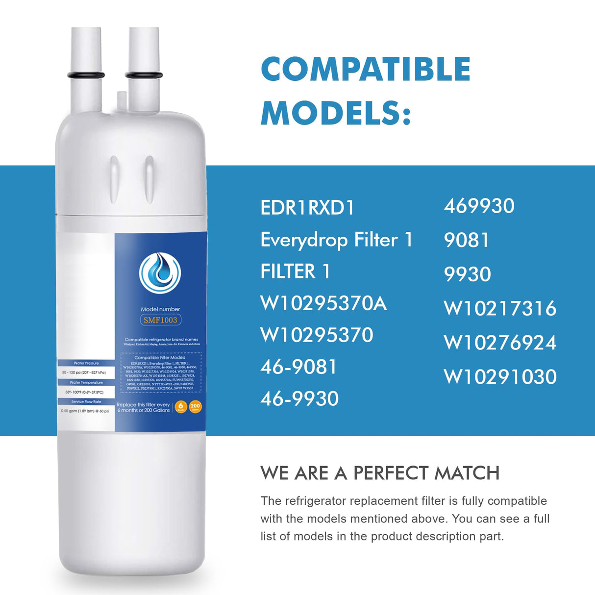 Replacement for EDR1RXD1, W10295370A, WHR1RXD1, Compatible with Kenmore 46-9081, 9081, 46-9930, 9930, P4RFWB, P8RFWB2L, W10276924, W10291030-2 Packs