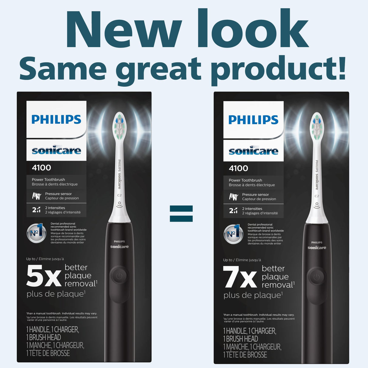 Philips Sonicare 4100 Rechargeable Electric Toothbrush, Advanced Plaque Removal, Pressure Sensor, Includes Brush Head Case, Black BD5003AZ