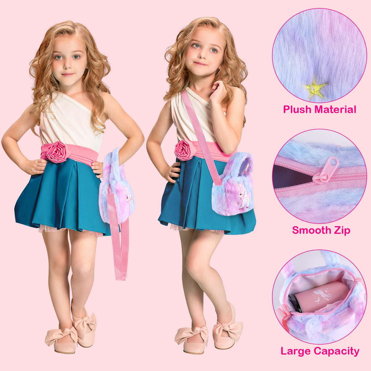 Unicorns Gifts for Girls 4 5 6 7 8 9 10+ Years Old with Unicorns Handbag Purse/Diary with Lock/Headband/Eye Mask/Water Bottle, Kids Unicorn Toy Soft Plush Toys Set for Birthday Gifts Christmas