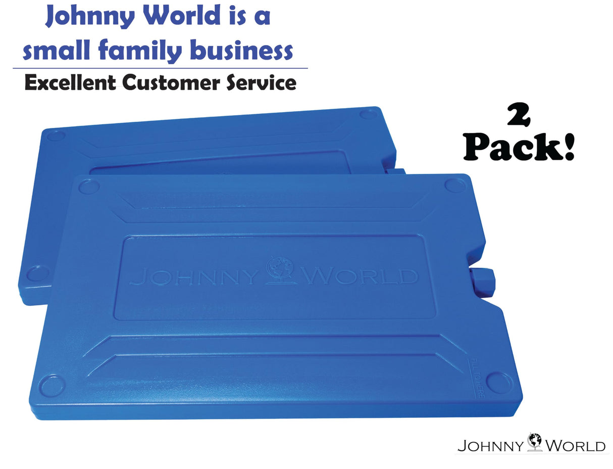 Johnny World Nice & Cold - Large Slim Ice Pack 12" x 8" – Reusable Freezer Pack for Coolers, Lunch Boxes, Camping, Beach, and Travel – Fill with Water, Freeze, and Reuse – Long-Lasting Cold