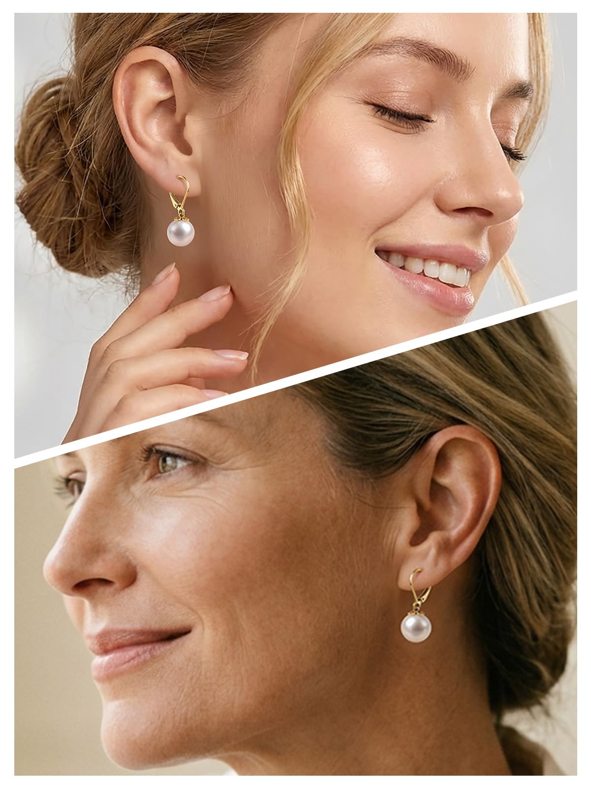 LOIPURI Genuine Freshwater Pearl Drop Earrings for Women 14K Gold Plated