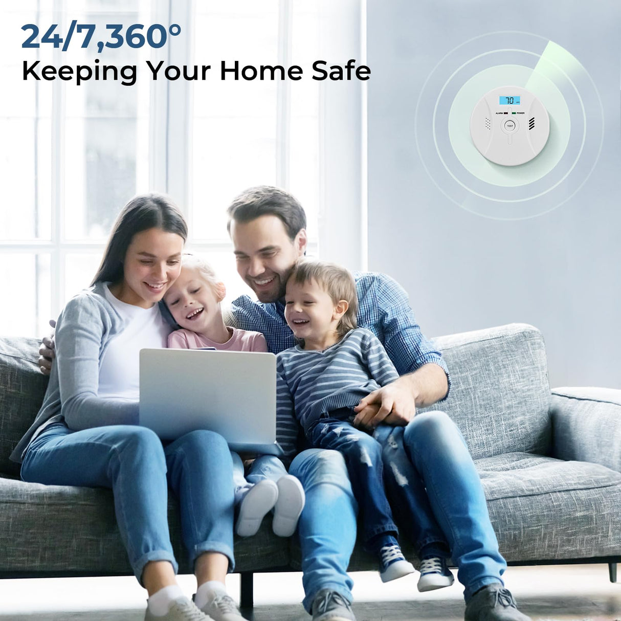SHYEEH Smoke and Carbon Monoxide Detectors, Combination Smoke Alarm and Carbon Monoxide Detector Battery Powered, CO Detector Alarm with Sensitive Sensor, Sound Warning and LCD Display, CDR-803