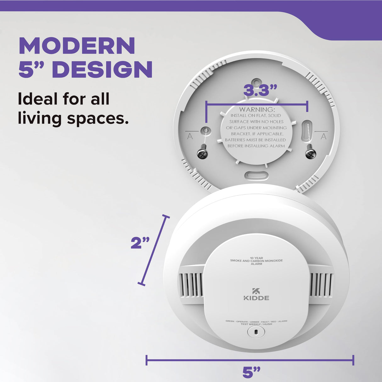 Kidde Smoke & Carbon Monoxide Detector, 10-Year Battery Powered, LED Warning Light Indicators, 30CUD10