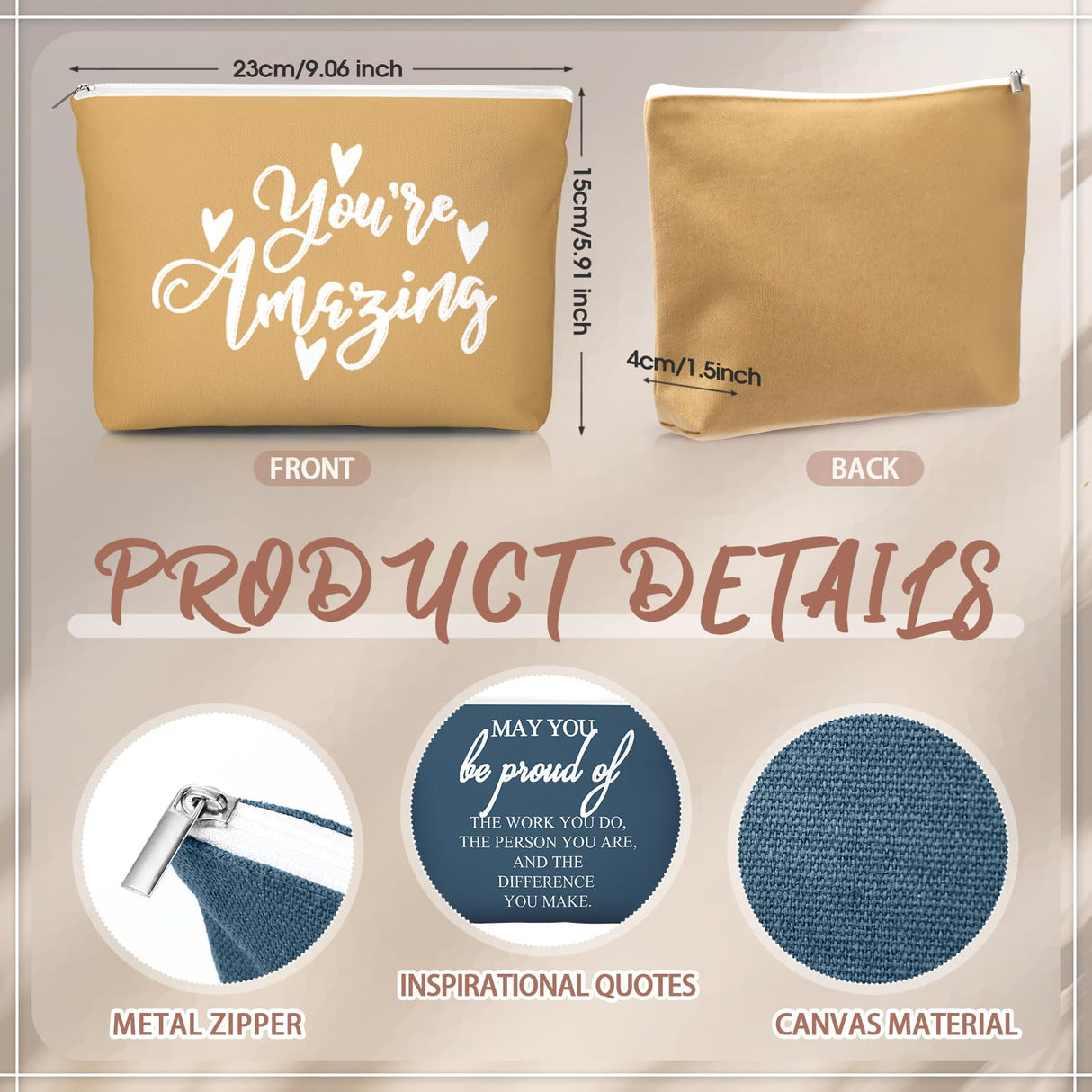 Vercraft 20 Pcs Employee Appreciation Gifts Inspirational Canvas Makeup Bags Compact Mirrors Bulk Cosmetic Bags Portable Mirror Thank You Gifts for Women Christmas Nurse Practitioner (Praise)