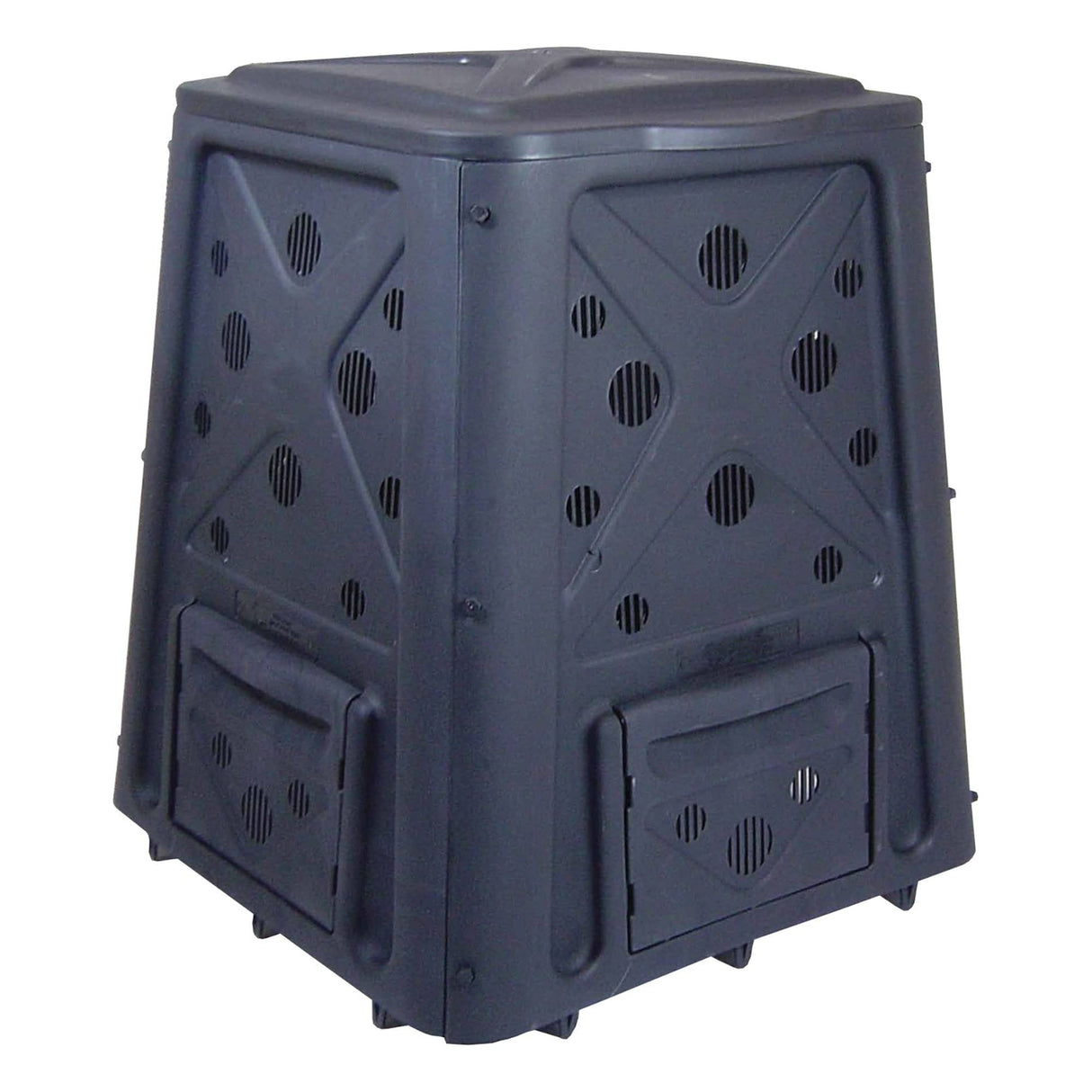 Redmon Outdoor Compost Bin with Lift Off Lid, 4-Door Access & Vent Holes, 65 Gallon, Black - Composting Bin Container for Kitchen Food Waste Recycling