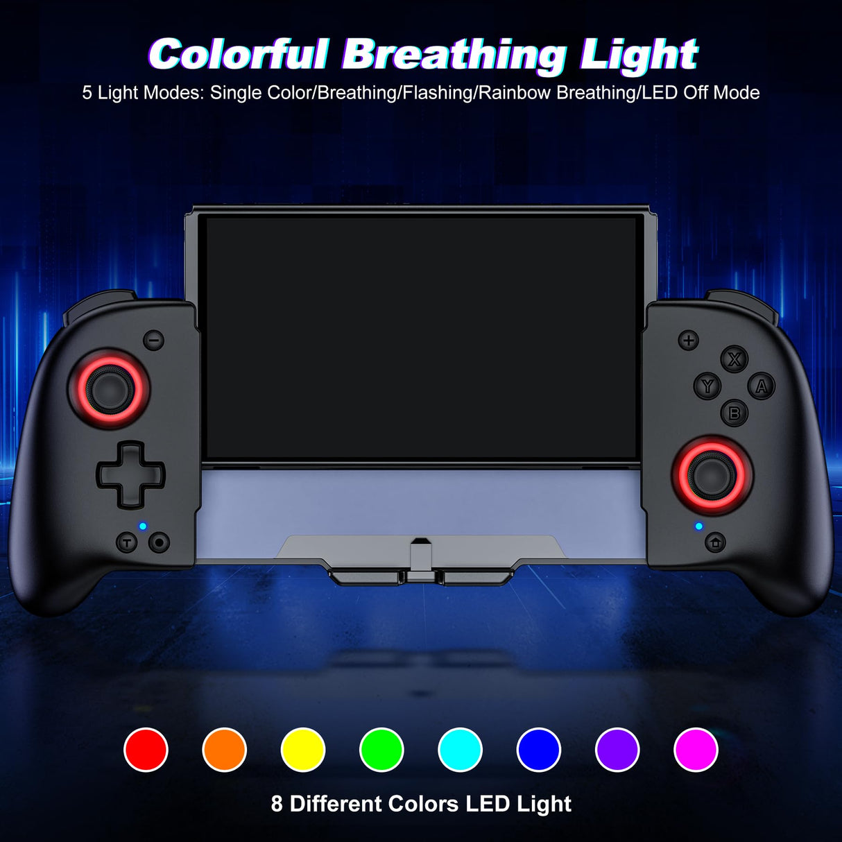 Gammeefy Switch Controllers Compatible with Nintendo Switch/Switch OLED, One-Piece Joypad Controller Replacement for Switch Pro Controller with 9 Lights Color, Christmas Gifts