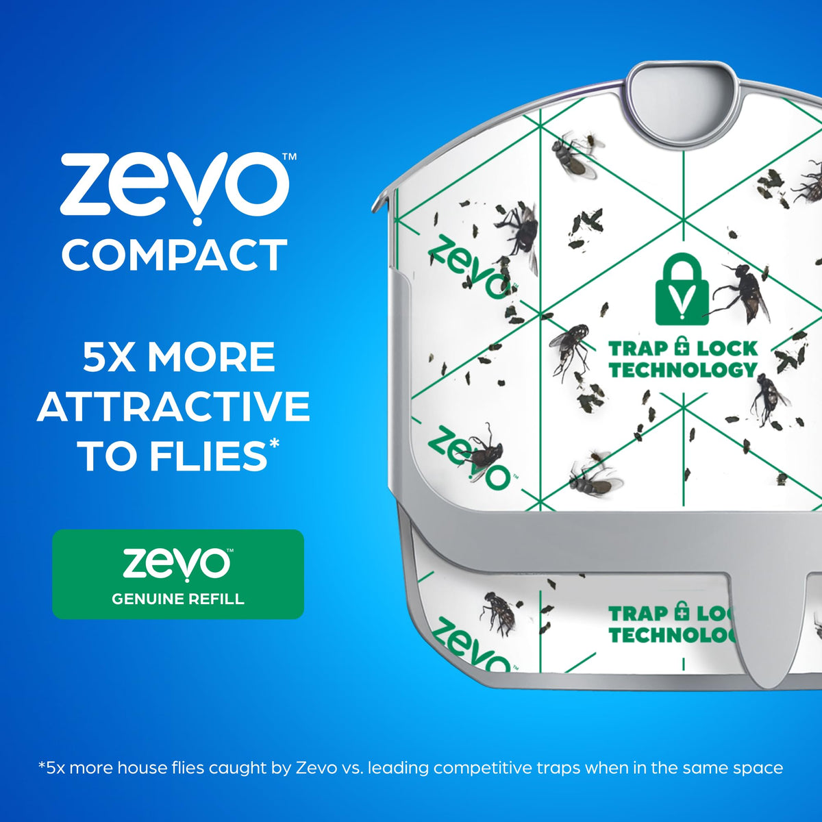 Zevo Compact Flying Insect Trap for Gnats & Fruit Flies, 1 Base & 3 Refills