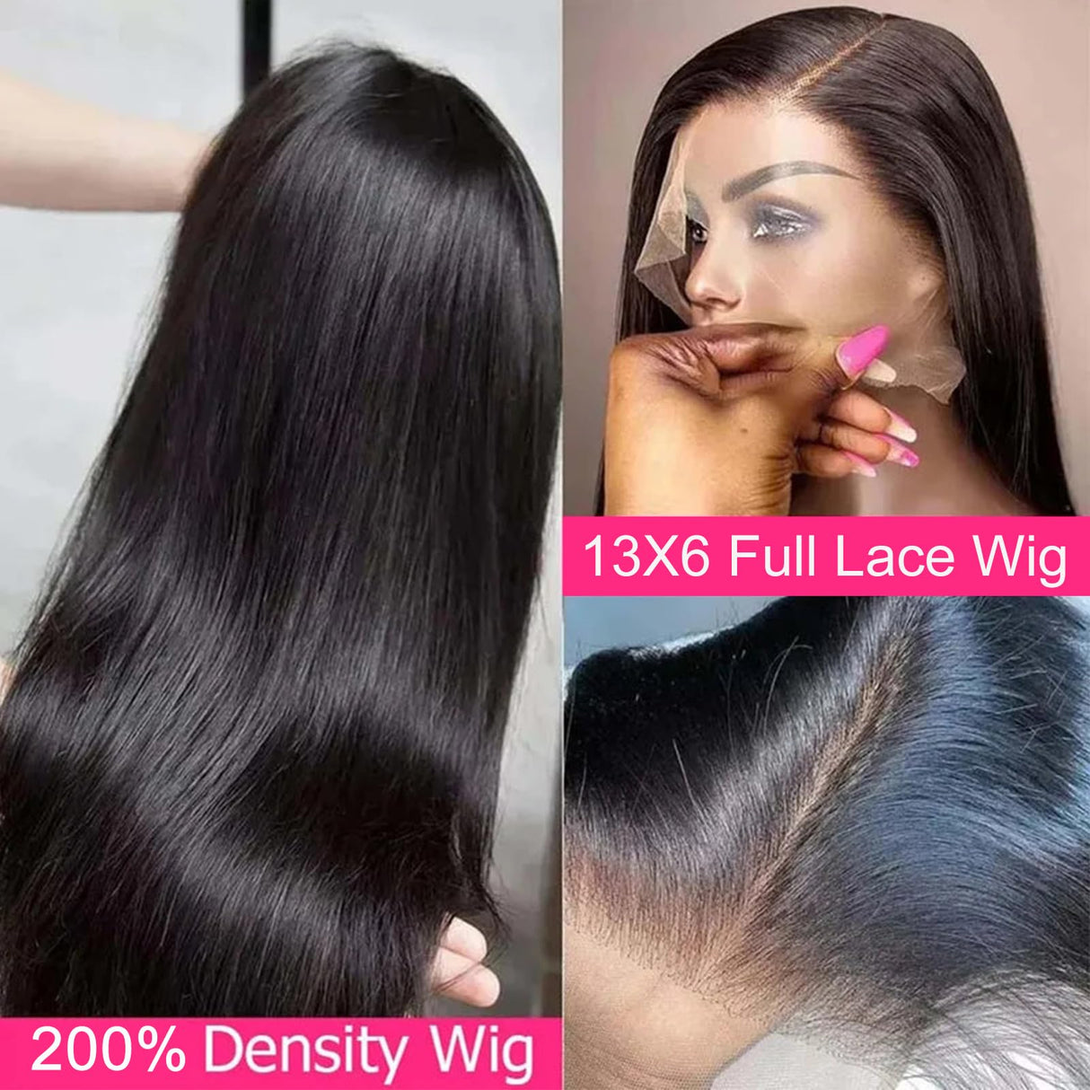 Lemoda 13x6 Full Lace Frontal Wig 200% Density Straight Lace Front Wigs Human Hair HD Transparent Lace Wig Pre Plucked with Baby Hair 14A Brazilian Virgin Human Hair Wigs for Women 26 Inch