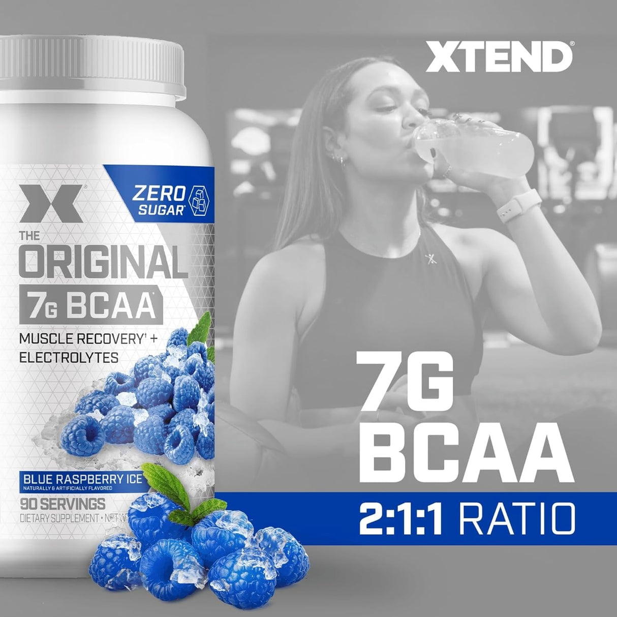 Xtend XTEND Original BCAA Powder 7g BCAA and 2.5g L-Glutamine, Sugar Free Post Workout Muscle Recovery Drink with Amino Acids for Men & Women, 90 Servings