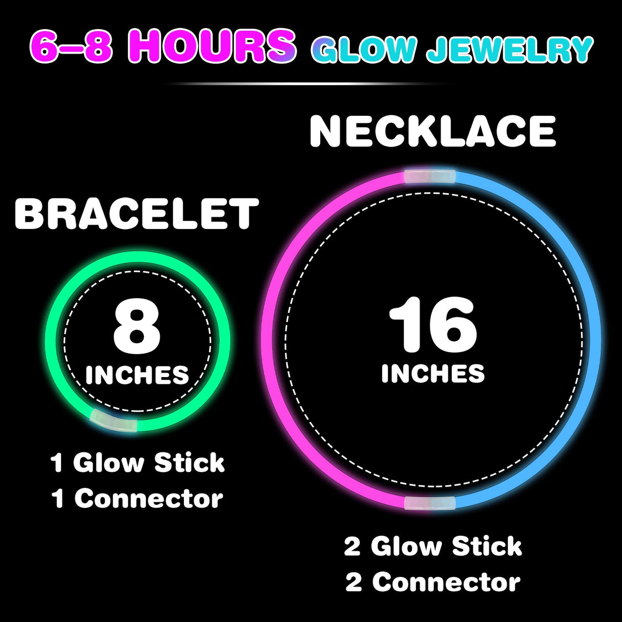 YixangDD 500 PCS Ultra Bright Glow Sticks, 8 Inch Glow Sticks Bulk Party Pack, Light Up Sticks for Glow Bracelets, Necklaces, Concerts, Christmas, Party Supplies with 500 Connectors