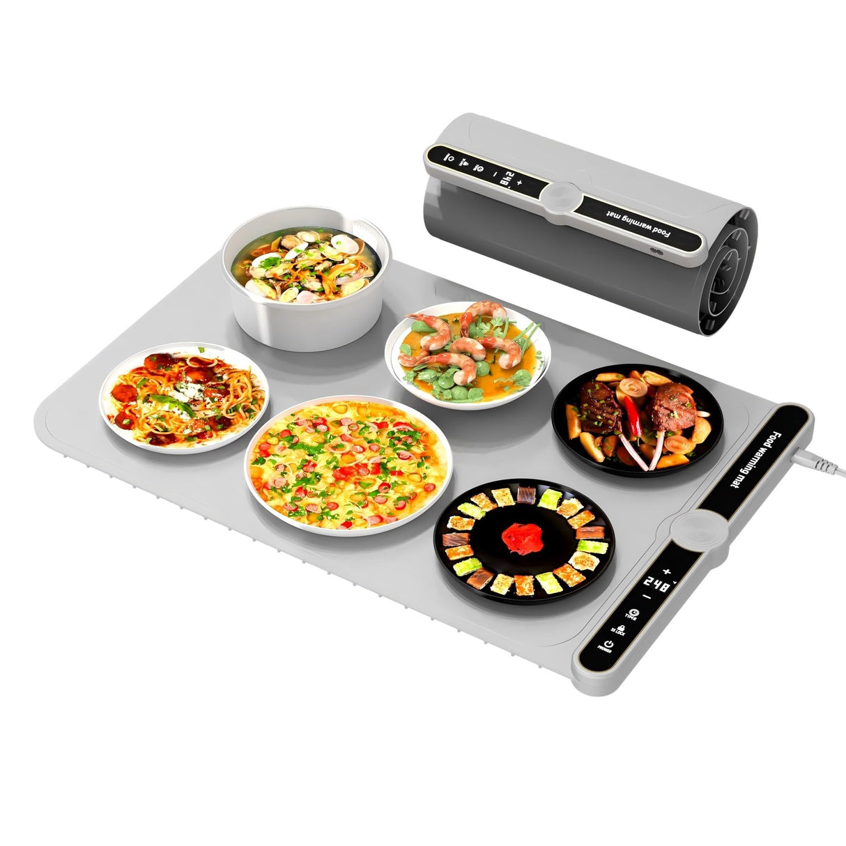 Warming Mat for Food, Food Warmers Mat, Fast Full-Surface Heating Mat for Food, Silicone Food Warmer, Electric Warming Tray for Parties Buffet,Gatherings,Everyday Use(Gray)