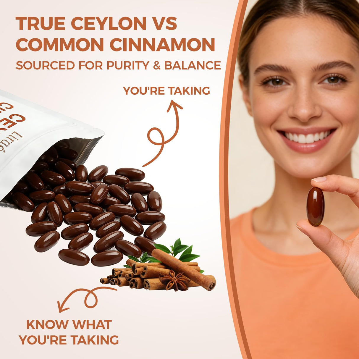 LIRAE Ceylon Cinnamon Ceylon Cinnamon Soft Gels Equivalent with Mct Oil, Highly Bioavailable Herbal Extract | Non-GMO, Gluten Free | 300 Softgel (3)