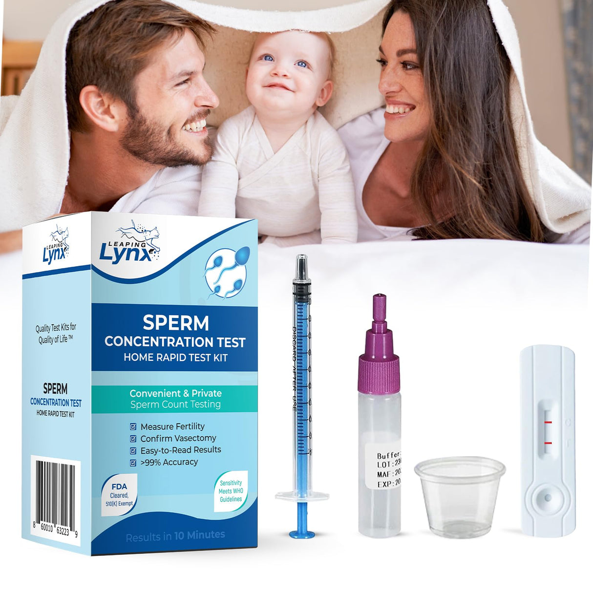 Male Fertility Test Kit, Shows Normal or Low Sperm Count, Easy Sperm Test Results in Minutes, Combine with Male Fertility Supplements for Sperm Health Vasectomy Test Kit Sperm Check Test Kit