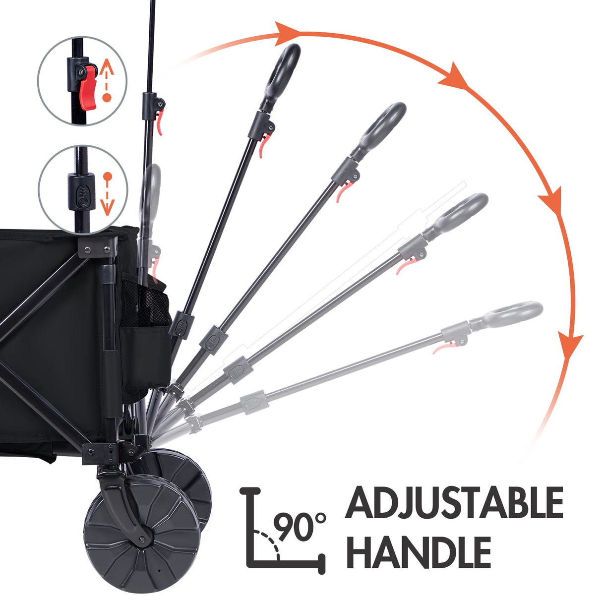 PORTAL Folding Wagon Black, All-Terrain, Beach Camping Garden Grocery