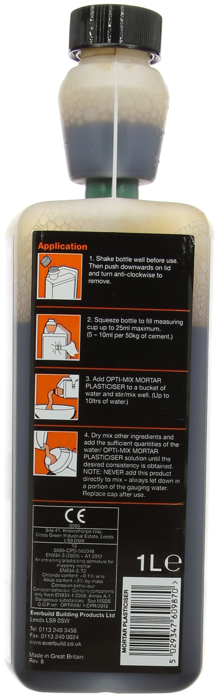 Everbuild OPTIMIX1 Opti-Mix Mortar Plasticizer 1L