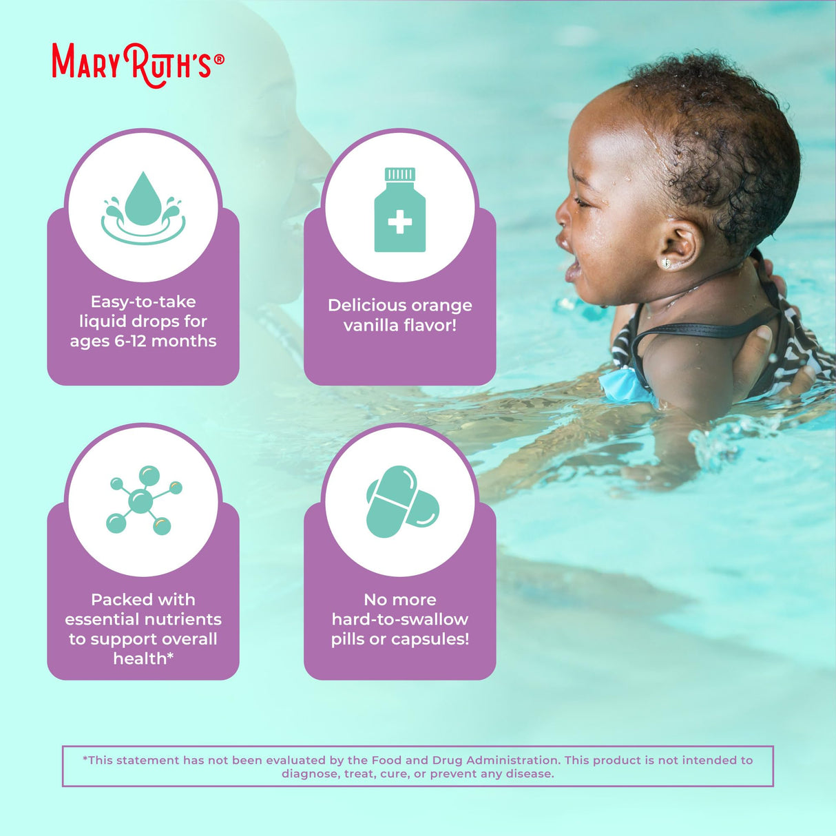 MaryRuth Organics Multivitamin for Infants | USDA Organic | Multivitamin Liquid Drops for Babies 6-12 Months | Immune Support & Overall Wellness | Vegan | Non-GMO | Gluten Free | 2 Fl Oz