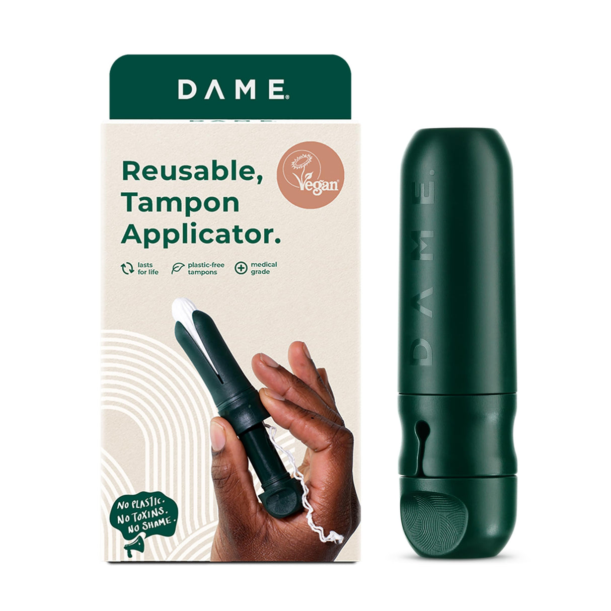 3 Pack DAME Reusable Tampon Applicator | No Boiling Required, Self-Sanitising Technology | Includes 3 Toxin-Free Organic Cotton Tampons | B Corp, Eco-Friendly, Sustainable Period Care | Reduce Plastic