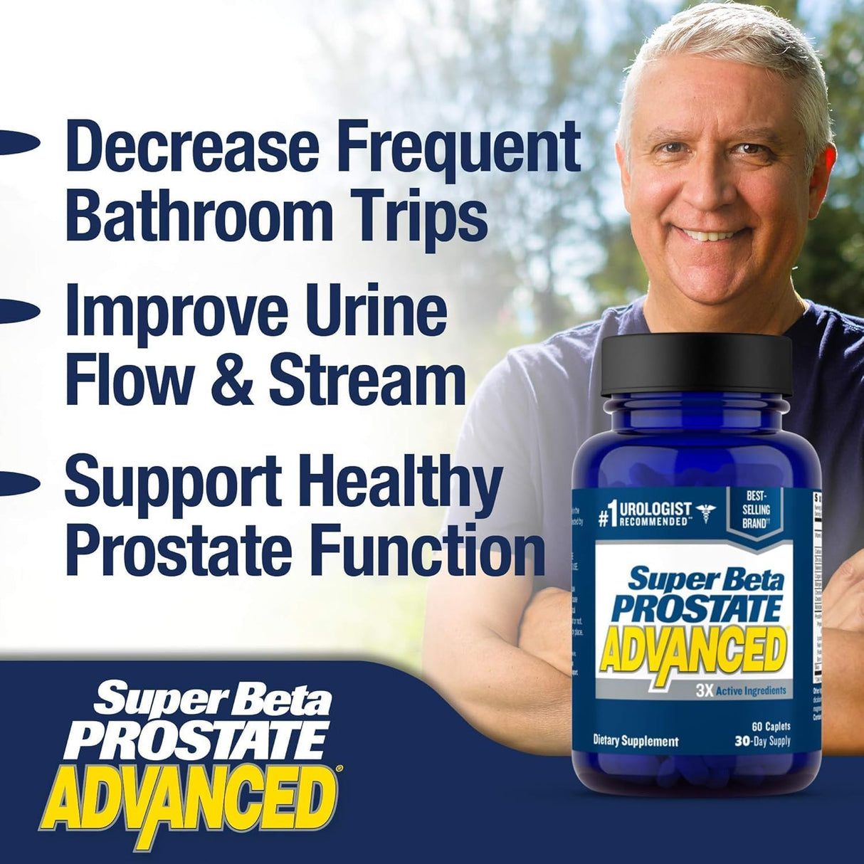 SUPER BETA PROSTATE Advanced – Promote Sleep, Support Bladder Emptying. Prostate Support Supplement for Men's Health with Beta Sitosterol, not Saw Palmetto. (240 Caplets, 4-Pack)