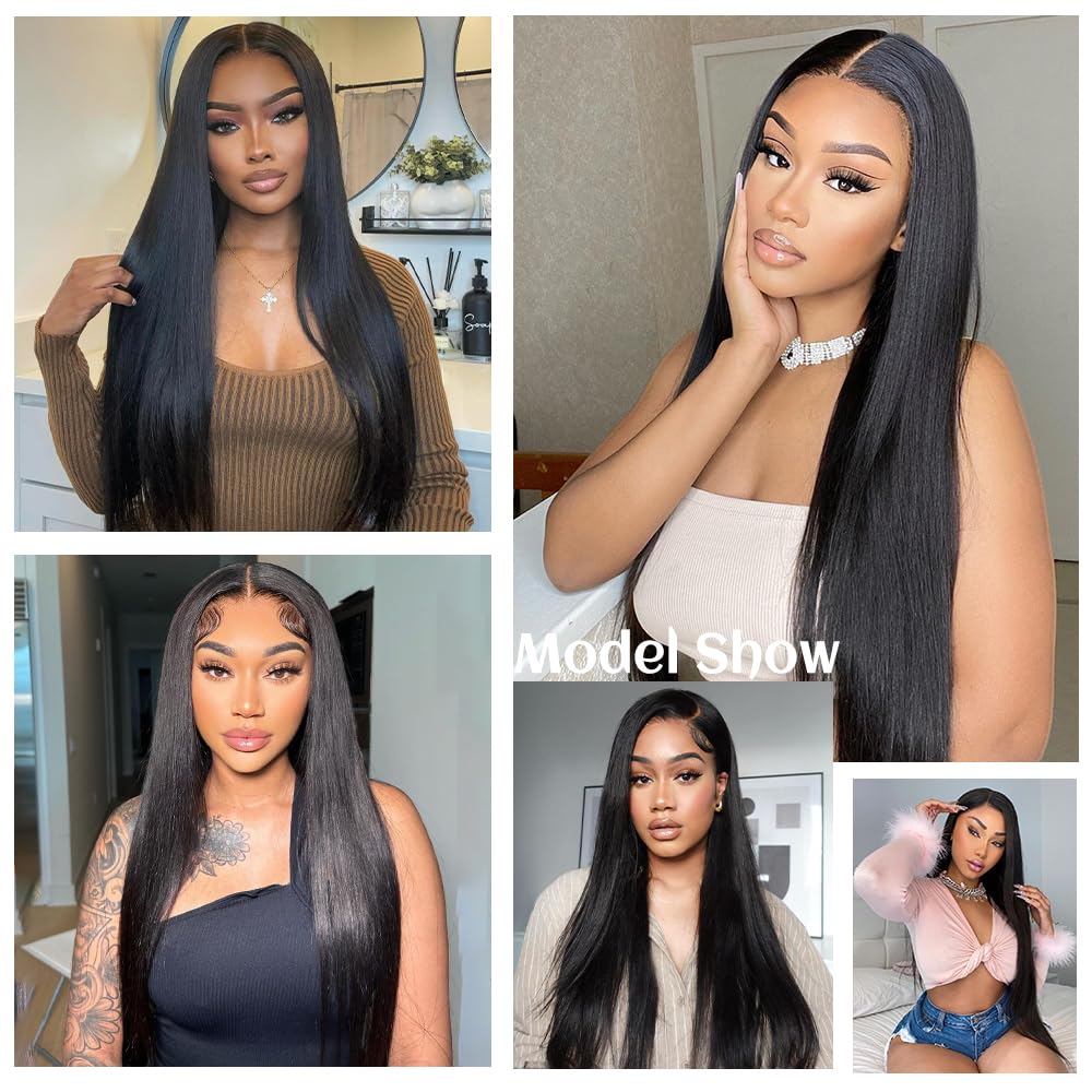 13x6 Lace Front Wigs Human Hair Straight Wigs Human Hair 200% Density Pure Human Hair Wig Pre Plucked Human Hair HD Lace Front Wigs With Baby Hair Frontal Glueless Wigs Human Hair for Women 26 Inch