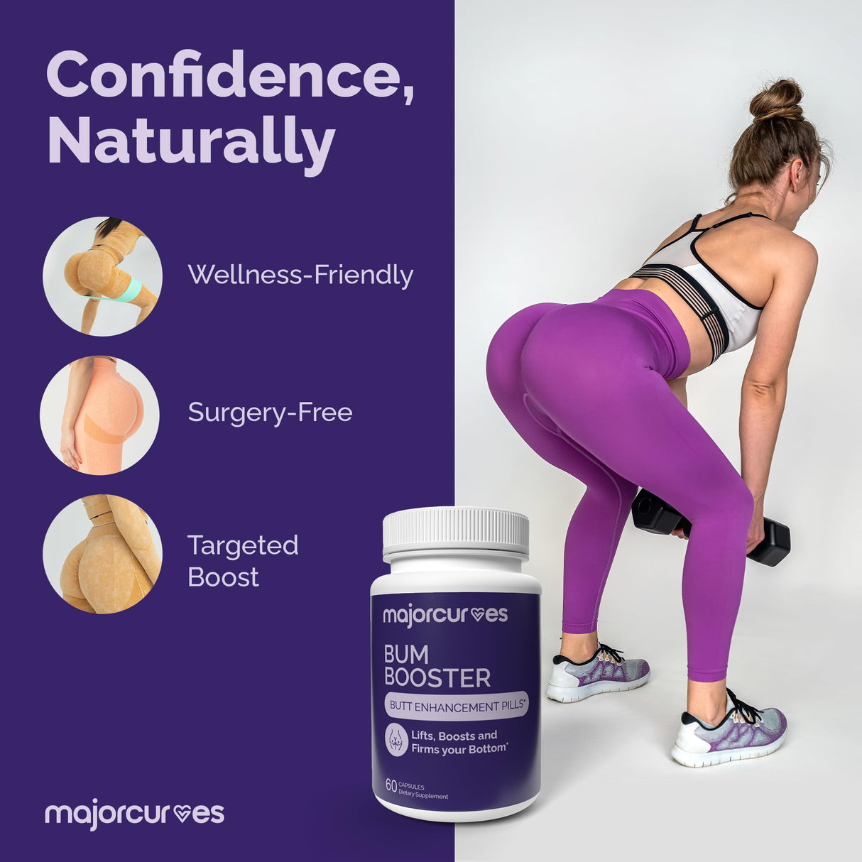 Major Curves Bum Booster Pills – Butt Enhancement for Women, Booty Growth Capsules for Bigger Bum, Curvier HIPS and Glutes, Natural Brazilian Butt Lift Alternative with Fenugreek and Wild Yam